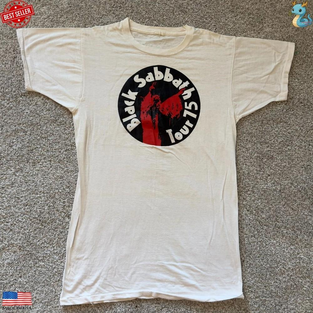 Футболка в стиле тура Black Sabbath 1975 года Графическая футболка с изображением хэви-метал рок-группы Унисекс XXXL