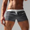 Herren Einfarbige Badehose Kordelzug Tasche Slim Fit Badeshorts Bademode