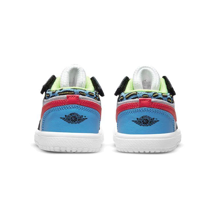 Air Jordan 1 Low TD Funky Patterns Baby Sneakers White Black Light-Fusion-Red DH5928-006