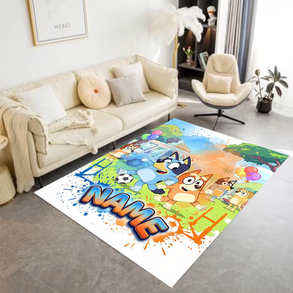 Soccer Fun Blue Heeler Customized Name Floor Mat Design for Bedrooms Playrooms Outdoor Dormitory Anti-slip Rug Anime Office Decor
