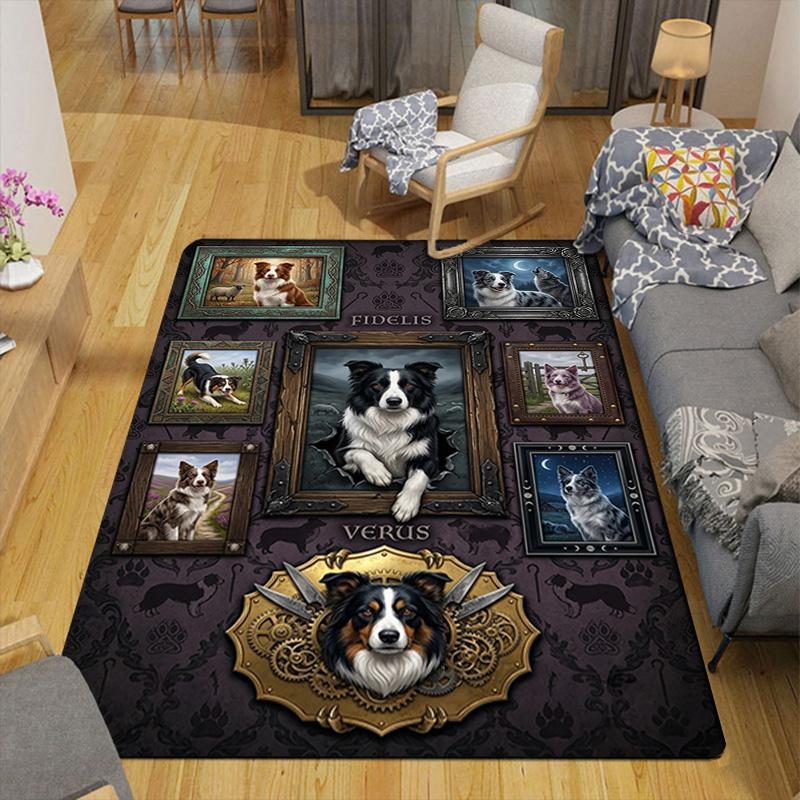 Dog Portraits Gallery Pattern Rug Floor Mat for Living Room or Bedroom Soft and Comfortable Carpet a Gift for Birthday and Holiday.