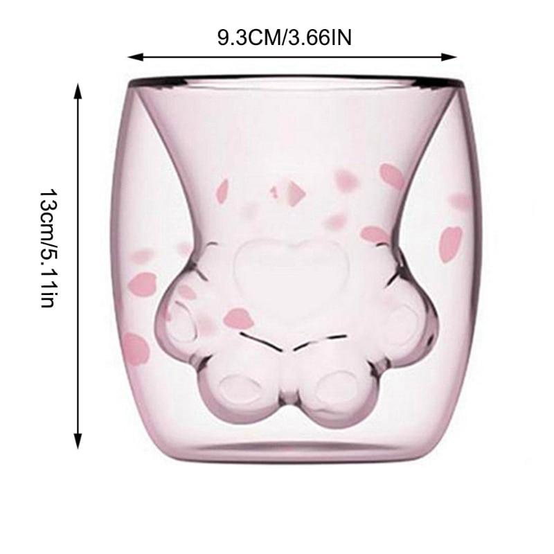 Cat Claws Creative Glass Double Floor Coffee Milk Glass Cherry Powder Homemade Transparent Glass Glass