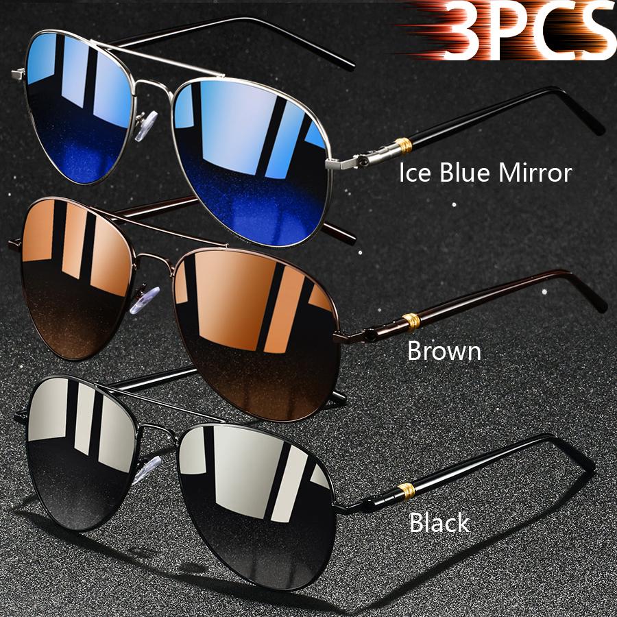 1PCS Vintage Ellipse Metal Frame Pilot Sunglasses Men Women UV400 Night Vision Fishing Driving Eyewear