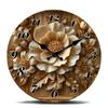 Exquisite Floral Round Wall Clock, Artistic Flower Design Decorative Clock, Luxury Wooden Wall Watch for Elegant