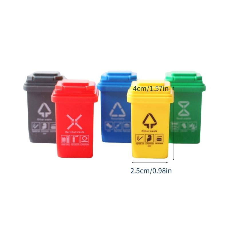 5pc Miniature Trash Bins for Dollhouses Cleaning Props Interior Design Model Furniture Accessories