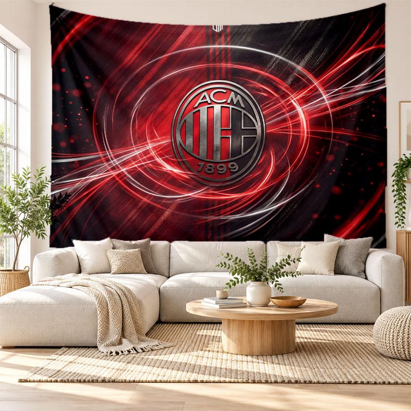 AC Milan Wall Tapestry, Soft Fabric Wall Hanging, Decorative Backdrop For Bedroom Home Wall Art