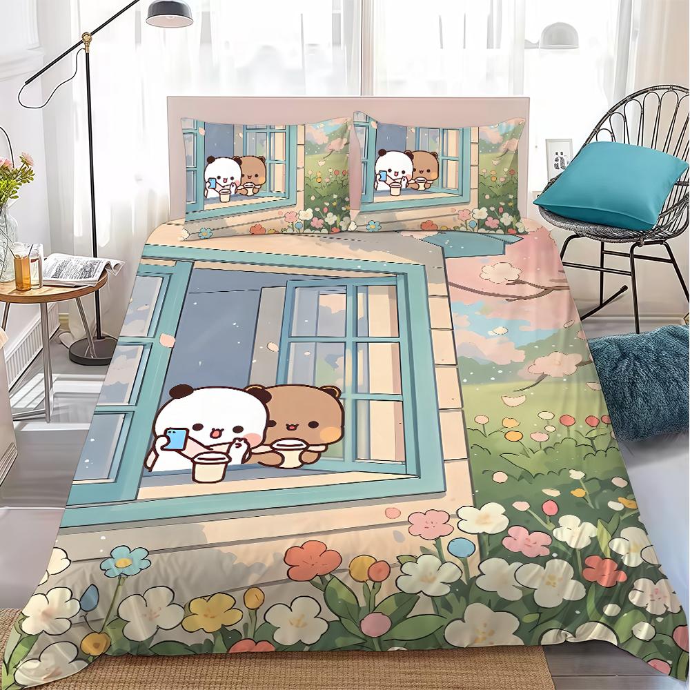 Cartoon Bubu Dudu Lovers Duvet Cover Set Home Style Bedding Soft Laundry Cotton Bed 3 Piece Set Student Dormitory Gift