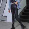 Women's High-Waisted Zipper Matte Leather Leggings - Fleece-Lined, Elastic, Slimming (Autumn/Winter 2020)