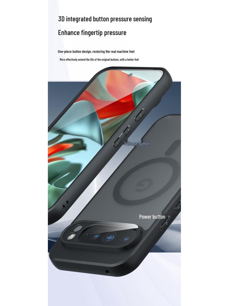 Capa Magnética para Celular Google 9ProXL - Capa Protetora MagSafe com Toque de Pele Fosca para Pixel 9