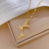 Stainless Steel Love Heart Butterfly Copper Pendant Necklace For Women Girls Cute Clavicle Chain Wedding Birthday Jewelry Gifts