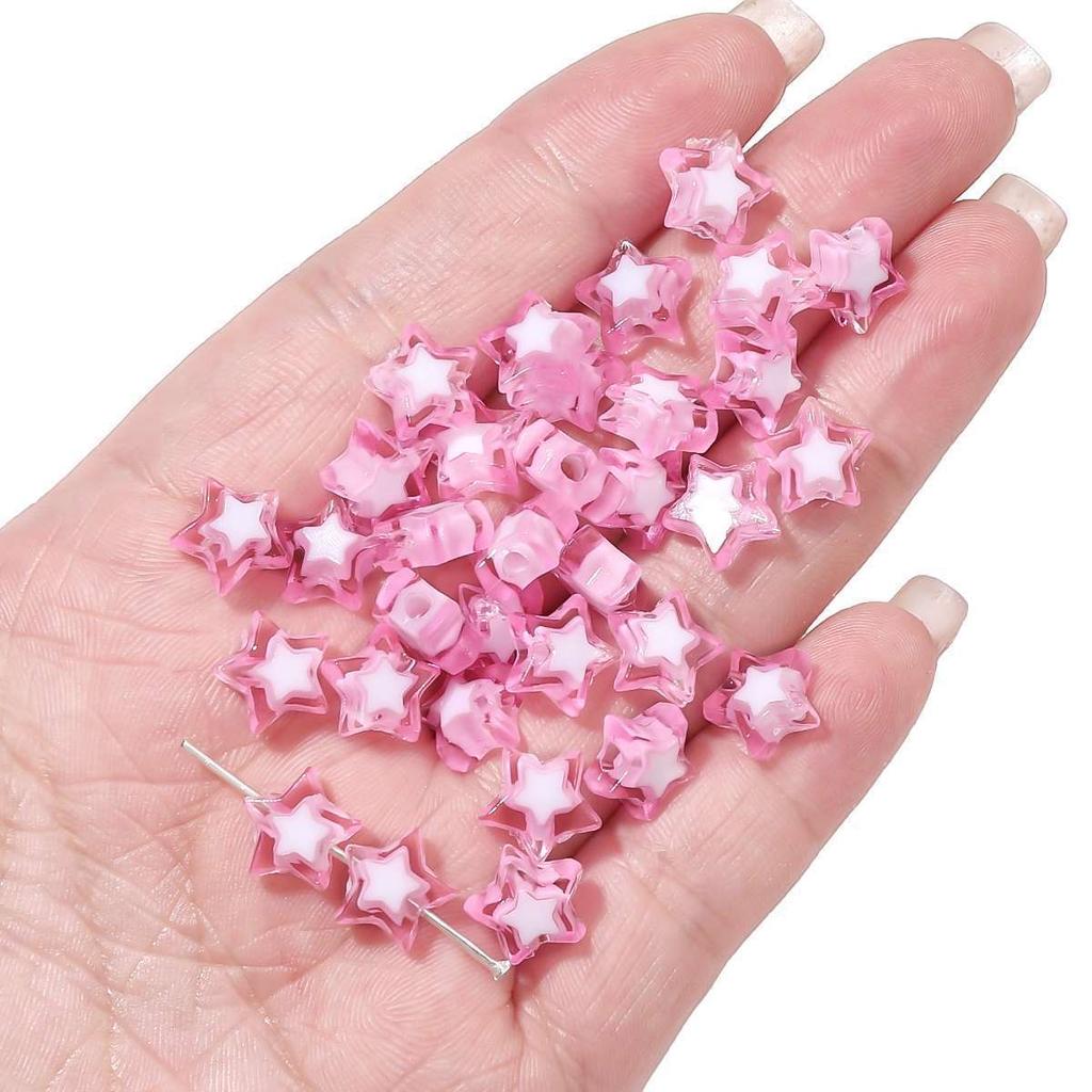 Håndlaget Armbånd Perler Akryl Tofargede Perler Pentagram Løse Perler Håndperlede Perler Halskjede Håndlaget DIY Perlehalskjede Smykketilbehør