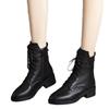 New Versatile Soft Leather Boots, Women's Shoes, Mid-heel Fleece Boots and Ankle Boots