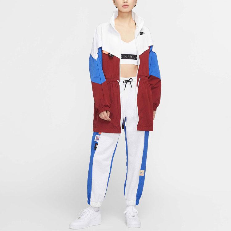 Nike Sportswear Full Zip Woven Retro Sports Stand Collar Jacket Women Jacket White CJ2047-100