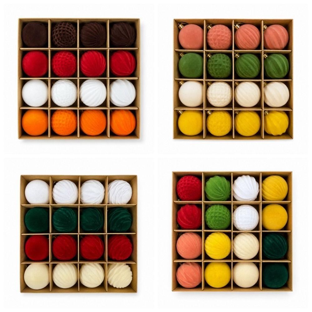 Multi Texture Velvet Christmas Balls Assorted Colors Multi Texture Baubles Xmas Gift