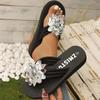 Fashion Gold Silver Flower Decor Flat Sandals for Women Plus Size Thick Sole Chunky Platform Slippers Summer Light Comfort Flip Flops