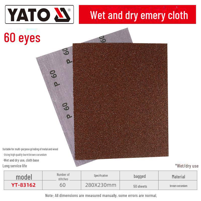 

YATO Dual-Use Wet & Dry Industrial Sandpaper Block, 36-240 Grit, Coarse & Fine for Grinding & Polishing.