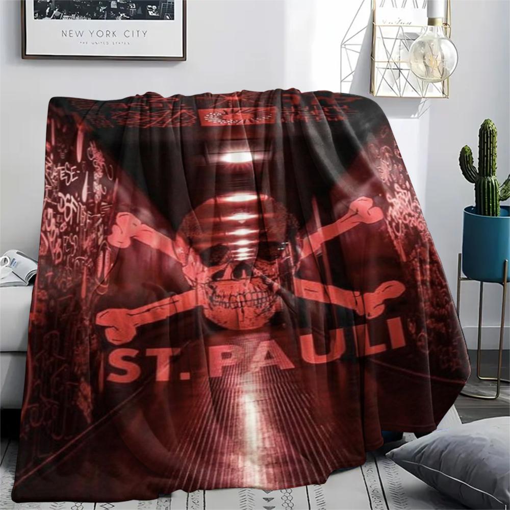 1Pc St. Pauli FC Print Flannel Blanket, High quality Comfortable for All Seasons, Home Decor, Warmth and Comfort, Perfect for Christmas GiftS