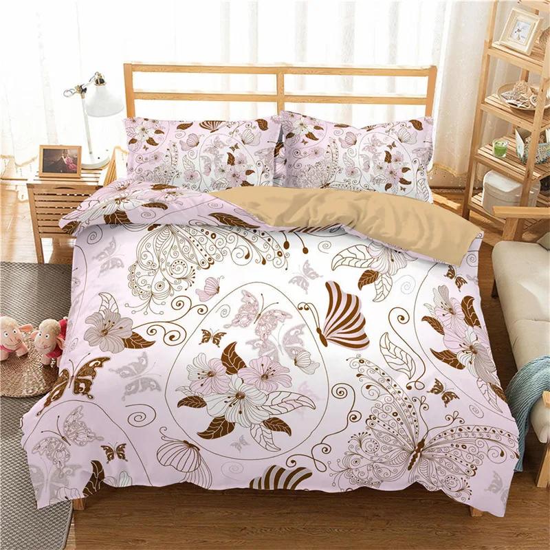 Comforter Floral Butterfly Flower Bedding Set Full King For Girls Women Botanical Flowers Comforter With 2 Pillow Cases
