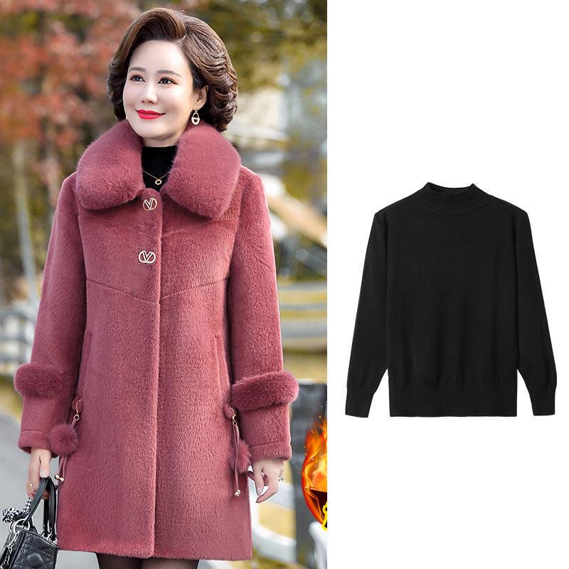 

Мамино шерстяное пальто из флиса норки для женщин среднего и пожилого возраста - Осень/Зима 4XL for 141-150 Jin