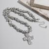 Y2K Hiphop Irregular Block Bead Necklace for Men Women Vintage Irregular Texture Cross Pendant Necklace Men's Jewelry Gift