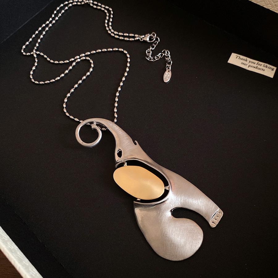 Stainless Steel Elephant Pendant Necklace Cool Style Collarbone Chain