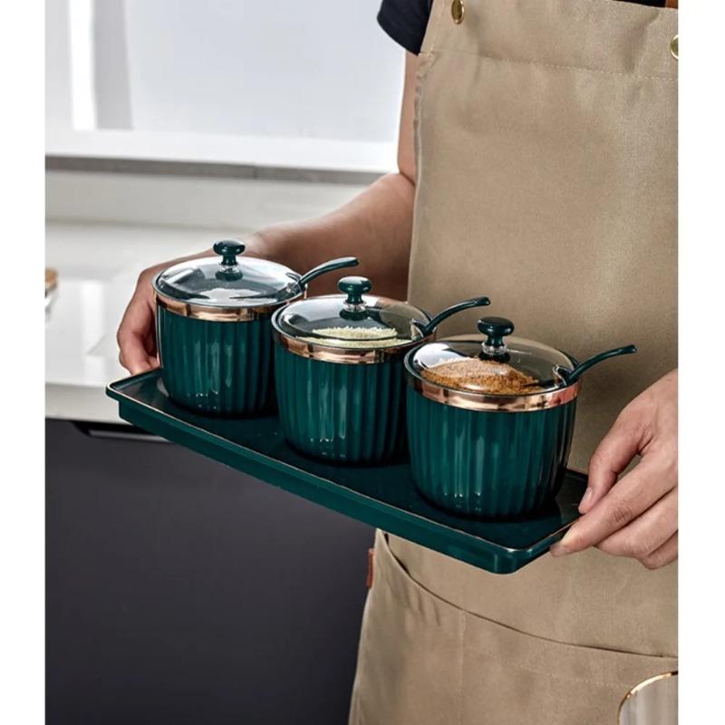 Úložná krabička na koření Láhve na koření Nádoba na pepř Nádoba na cukr Mísa Slánka Sklenice Sezamová láhev s víčkem Kuchyňské doplňky