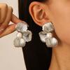 Fashion Irregular Ginkgo Leaves Stud Earrings for Women Exaggerated Metal Pendant Earrings Charm Texture Jewelry Accessories