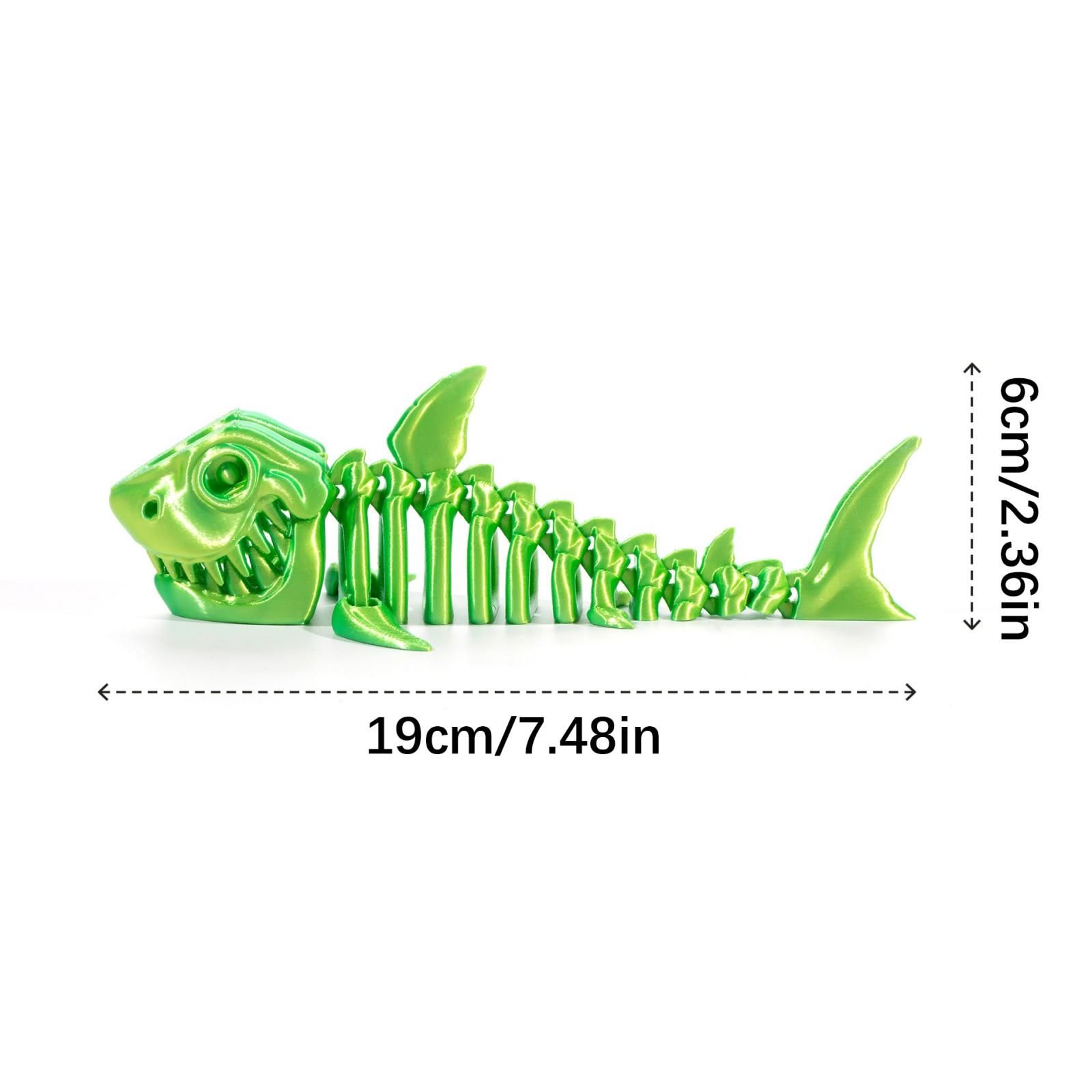 Creative 3D Printed Shark Bone Figurine with Articulated Joints Flexible Movable Skeleton Ornament For Gift Giving Decors