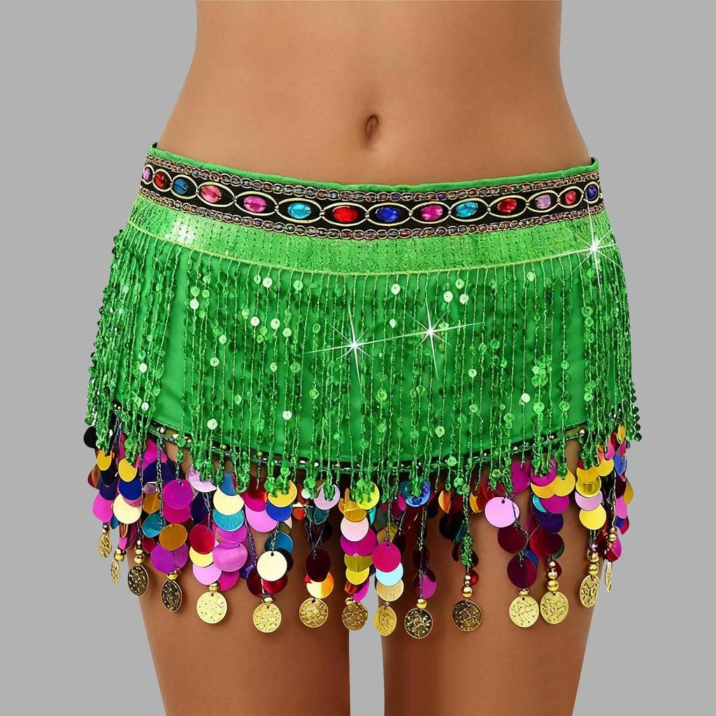 Γυναικεία ψηλόμεση σέξι μισή φούστα με παγιέτα αξεσουάρ μέσης με παγιέτες φουλάρι στη μέση