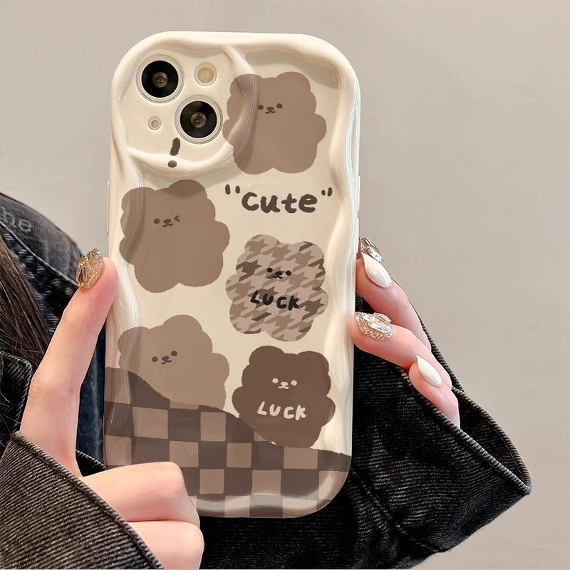 Full Screen Bear for Apple 16promax Mobile Phone Case 15plus Female for IPhone14pro/13 Cream Pattern 11