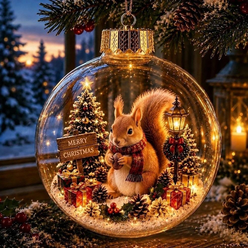 Light-Up Animal Snow Globe Ornament Clear Christmas Tree Ornament  Home Decoration