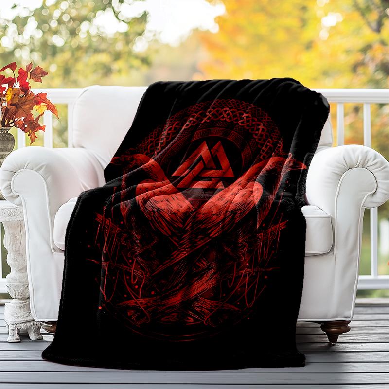 Nordic Mythology Flannel Blanket Soft All-Season Throw, Design for Camping, Car Travel, Hiking Sofa, Bed, Office Perfect Gift for Parties