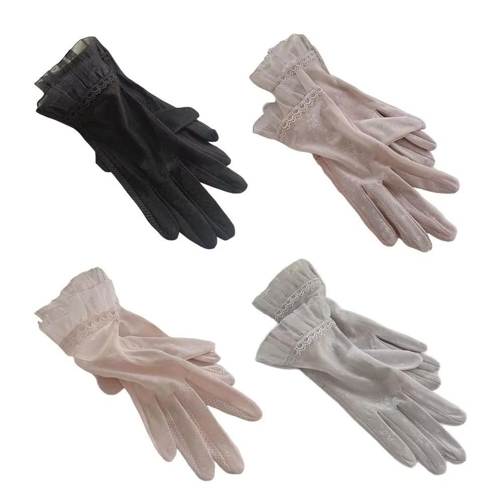 Mesh Ice Silk Gloves Anti Slip Women Gloves Breathable Lace Gloves  Girl
