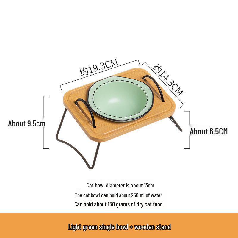 Non-Spill Raised Pet Bowl Set: Double Dog Bowl, Triple Cat Bowl, Anti-Tip Ceramic for Neck Protection