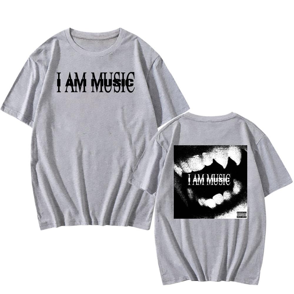 T-shirts de Algodão de Verão Eu Sou Música Estampa Camiseta Manga Curta Gola O para Homens Mulheres Grunge Hip Hop Tops