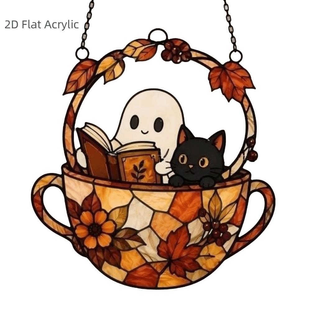 Pumpkin Cat Witch Ghost Pendant Decoration Colorful Window Hanging Decoration Balcony