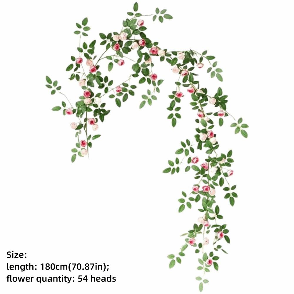 Multicolor Rose Artificial Flower Vine Silk Petals Length 180cm Simulation Flower Vine Green Leaves 54 Heads
