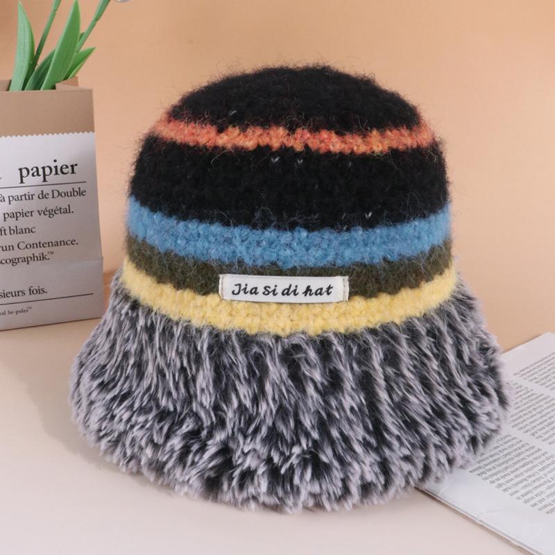 Gorro de lana de punto de moda de otoño e invierno para mujer, cálido gorro de pescador coreano, gorro japonés de gran tamaño