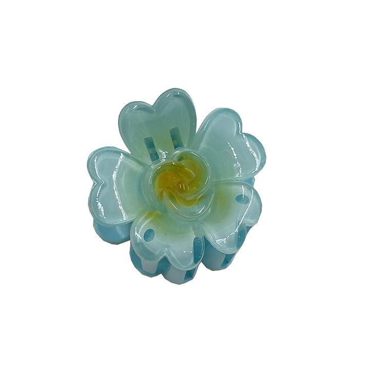 4cm průhledná třpytivá sponka do vlasů ve tvaru vajíčka s květinou - žraločí sponka do vlasů