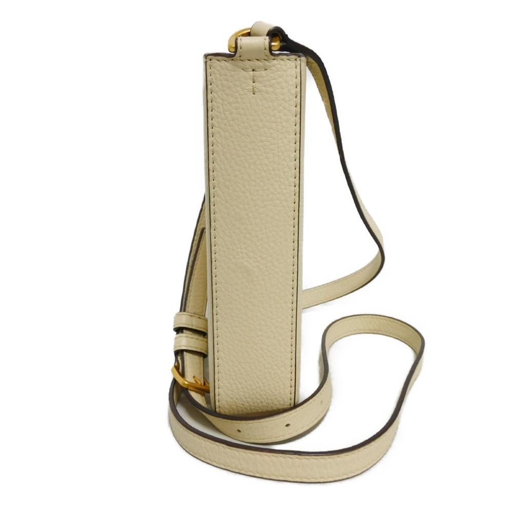 Used 10833 Britten Phone Crossbody 141000 122 7921 Ivory Pochette with Double T Logo in New Cream, Unisex from Japan
