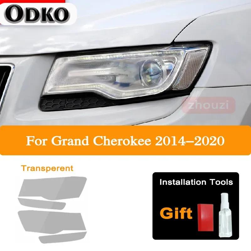 For Jeep Grand Cherokee WK2 2014-2020 Car Headlight Tint Black Protective Film Protection Transparent TPU Sticker 2 Pcs