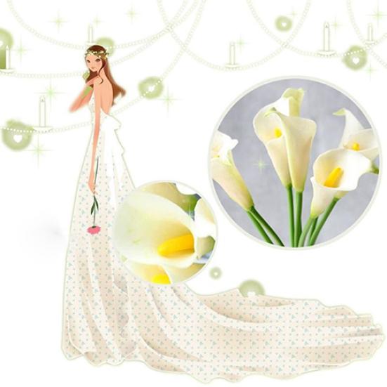 5er-Pack Calla-Lilien-Braut-Hochzeitsstrauß aus Latex mit echtem Touch und künstlichem Blumendekor