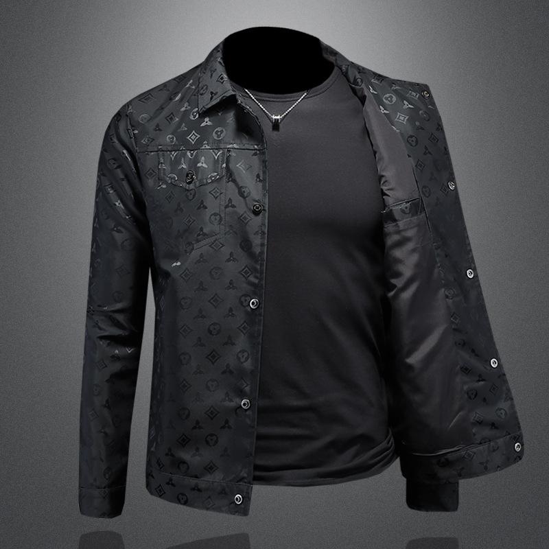 Spring and Autumn New Printed Lapel Jacket Men's European Station Fashion Trend Slim-fit Versatile Casual Jacket JK9033