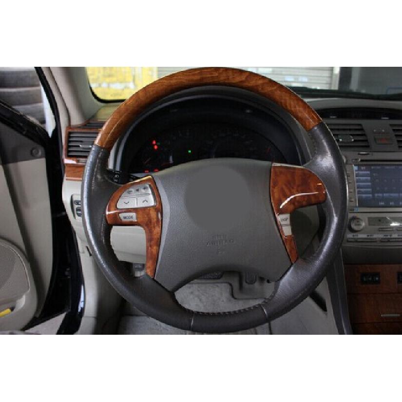 Car Front Steering Wheel For Toyota Camry Frame Cover Trim 07-2011 Brown Wood