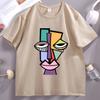 Abstract Face Funny Tshirt Unisex Women Cool Loose Print O Neck Tops Male Short Sleeve Tee Shirts Streetwear Printed Tops