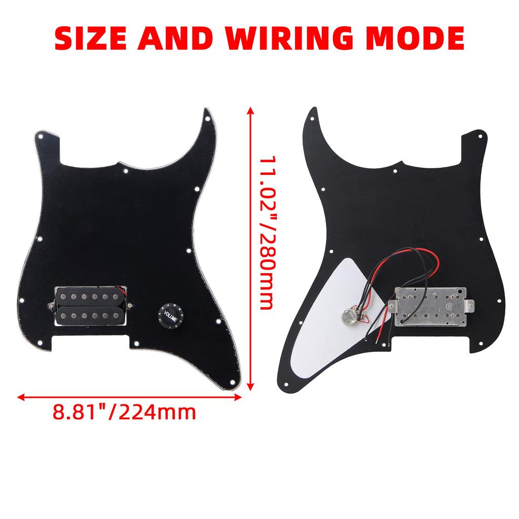 Yibuy Black Metal PVC Pickguard for 1 Humbucker Electric 3 Layers with 11 Mounting Easy Repair Noiseless & Pre-Wired Guitar, Holes, Process,
