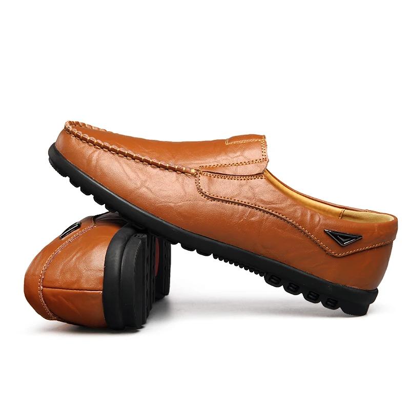 Leather Men Casual Shoes Breathable Soft Mens Loafers Italian  Moccasins Slip on Black Driving Shoes Plus Size 37-47