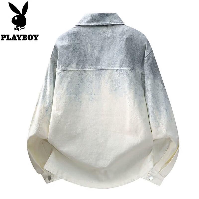 PLAYBOY Men's American Retro Tie-Dye Denim Jacket