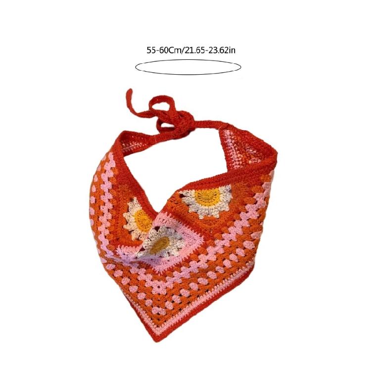Knitted Floral Headscarf Hair Scarf Elegant Bandana Hairscarf Head Wrap