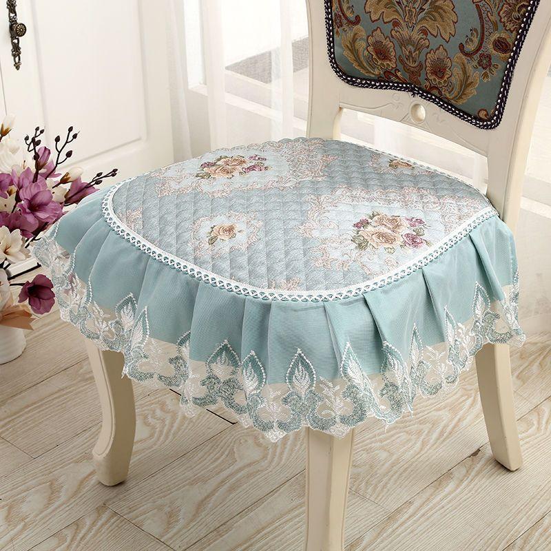 Dining Chair Cushion European Printed Seat Cushions with Lace Quality Four Seasons Stool Seat Mat Non-slip Buttocks Pad
